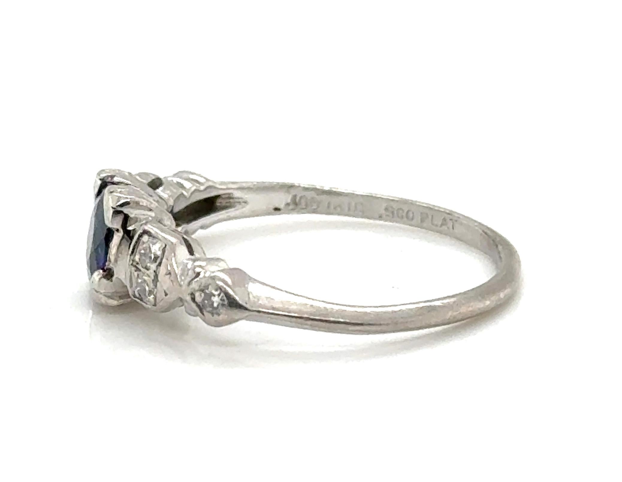 Art Deco Saphir-Diamant-Verlobungsring .76ct Original 1930 Antiker Platin (Art déco) im Angebot