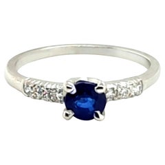 Bague de fiançailles Art Déco Saphir Diamant .88ct Original début 1930 Antique Pl