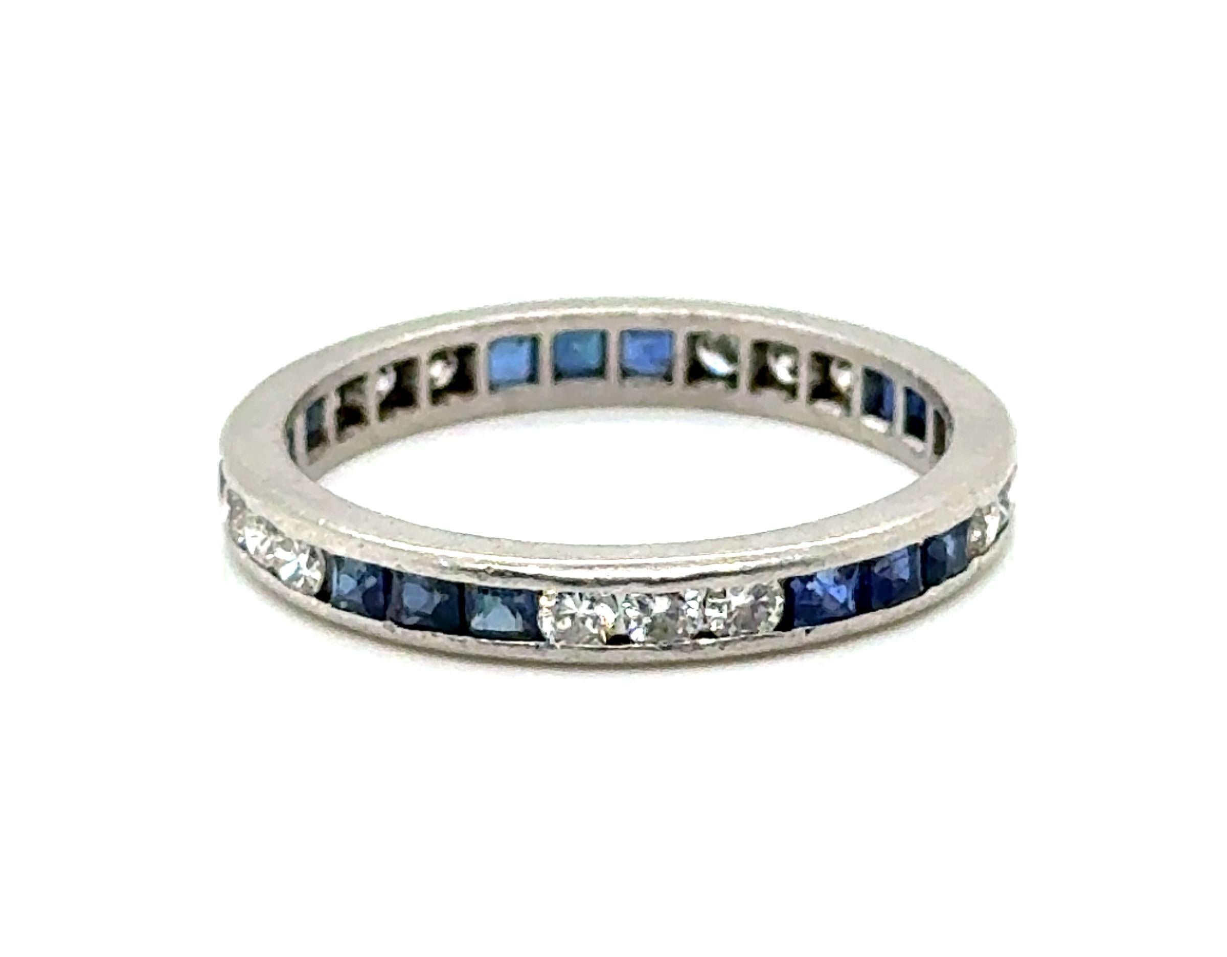 Genuine Original Antique Art Deco from 1940s Sapphire Diamond Eternity Band 1.50ct Anniversary Ring Platinum



Features 1ct of Genuine Natural Blue French Cut Sapphire Gemstones

100% Natural Sapphires & Mined Diamonds

1.50 Carat Sapphire and