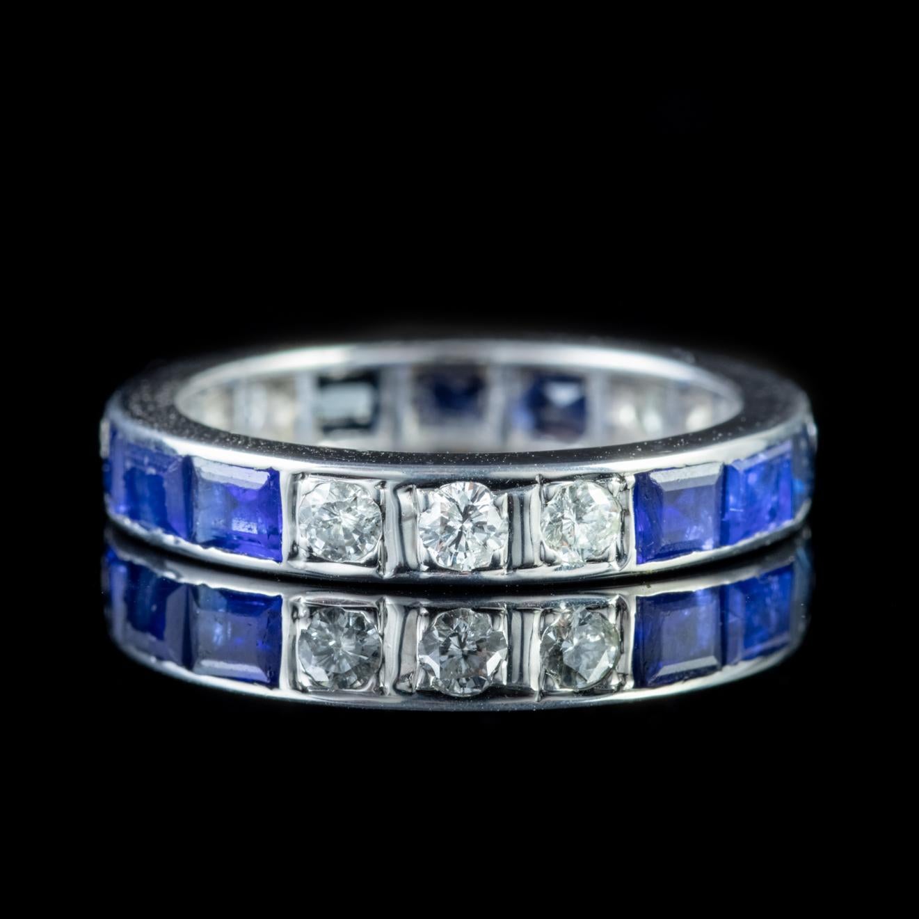 Art Deco Sapphire Diamond Full Eternity Ring Platinum, circa 1920 In Good Condition For Sale In Lancaster, Lancashire