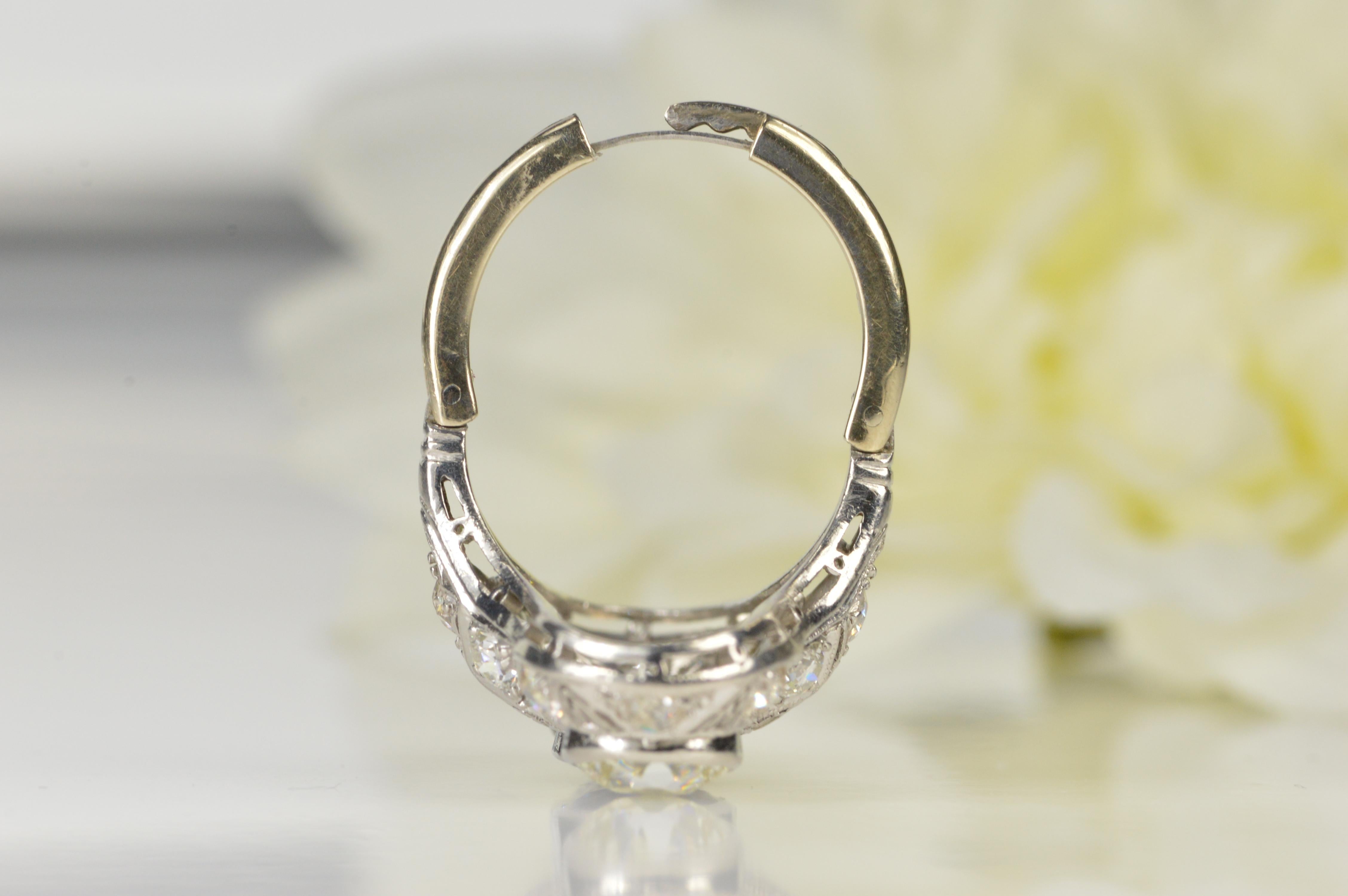 Art Deco Sapphire Diamond Gold Platinum Filigree Ring For Sale 1