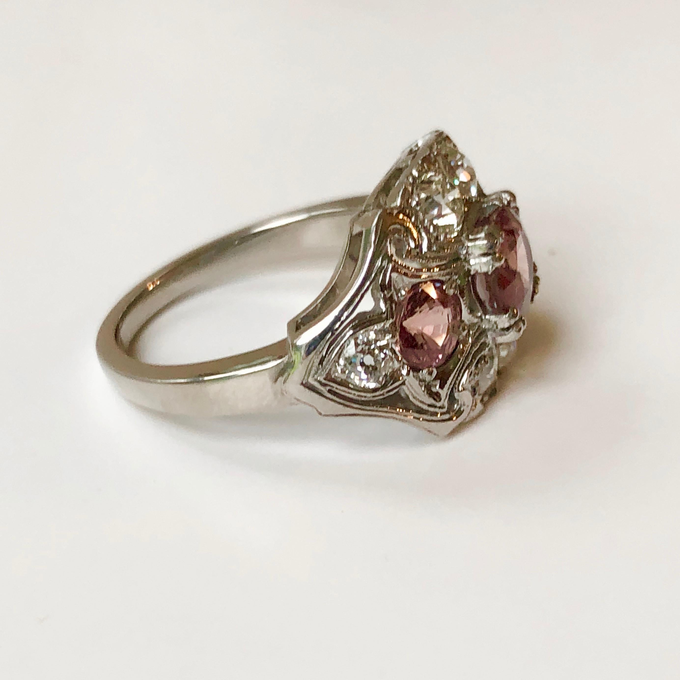 Antique Art Deco Sapphire and Diamond Palladium Ring For Sale 4