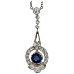 Art Deco Sapphire Diamond Pendant, circa 1920s