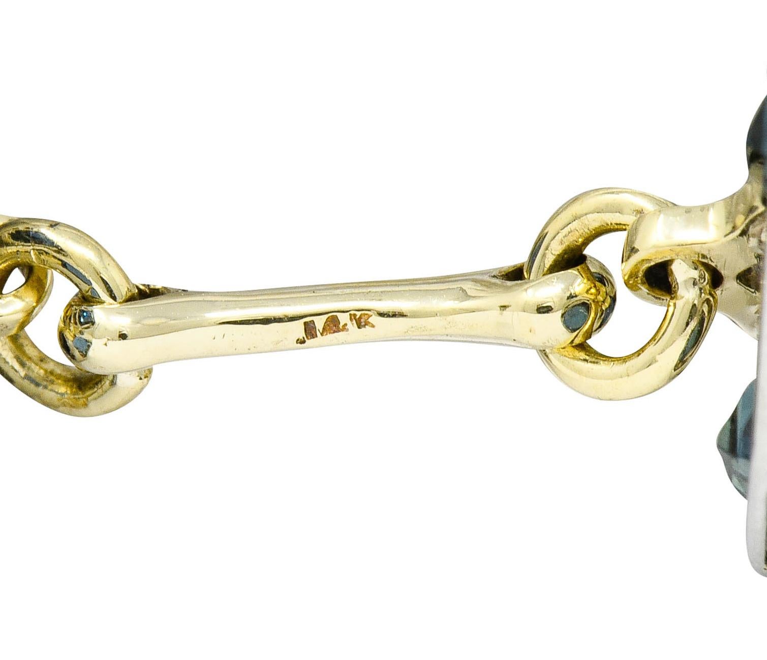Women's or Men's Art Deco Sapphire Diamond Platinum 14 Karat Gold Men's Octagonal Cufflinks