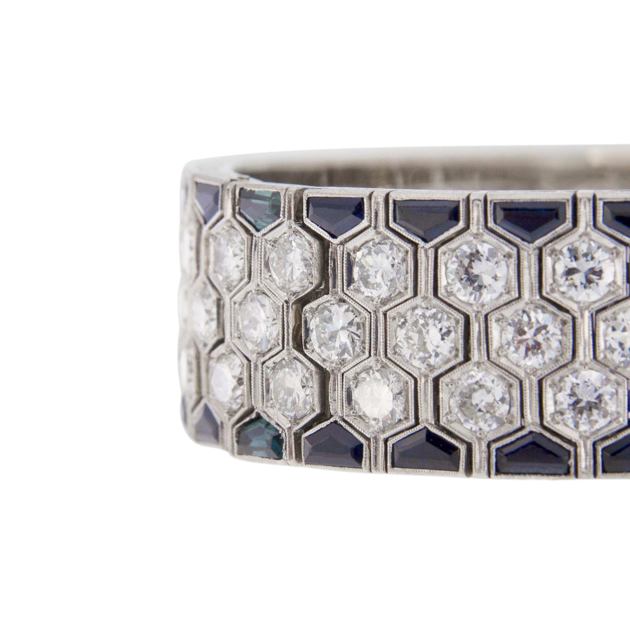 Art Deco Sapphire Diamond Platinum Bracelet 7