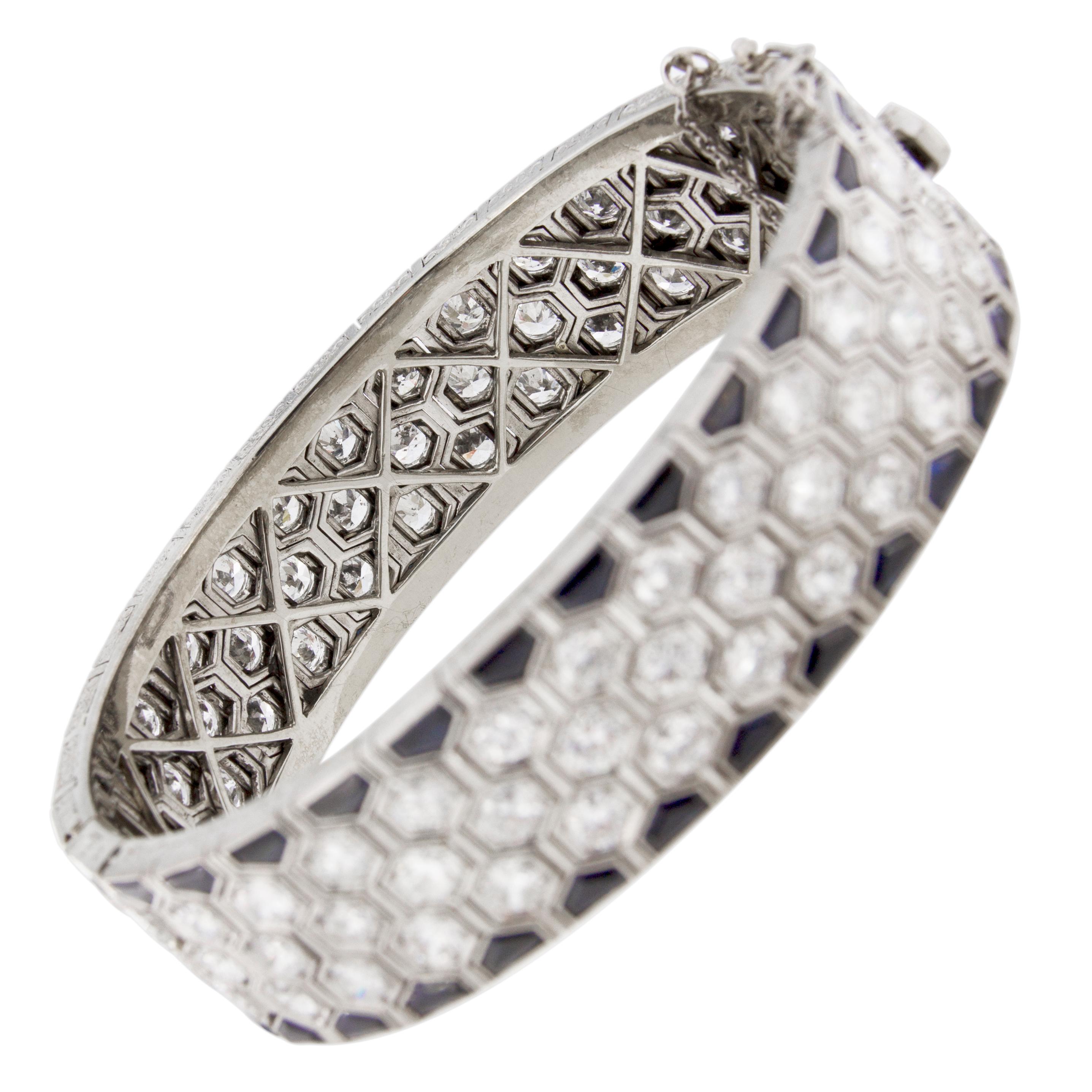 Art Deco Sapphire Diamond Platinum Bracelet 9