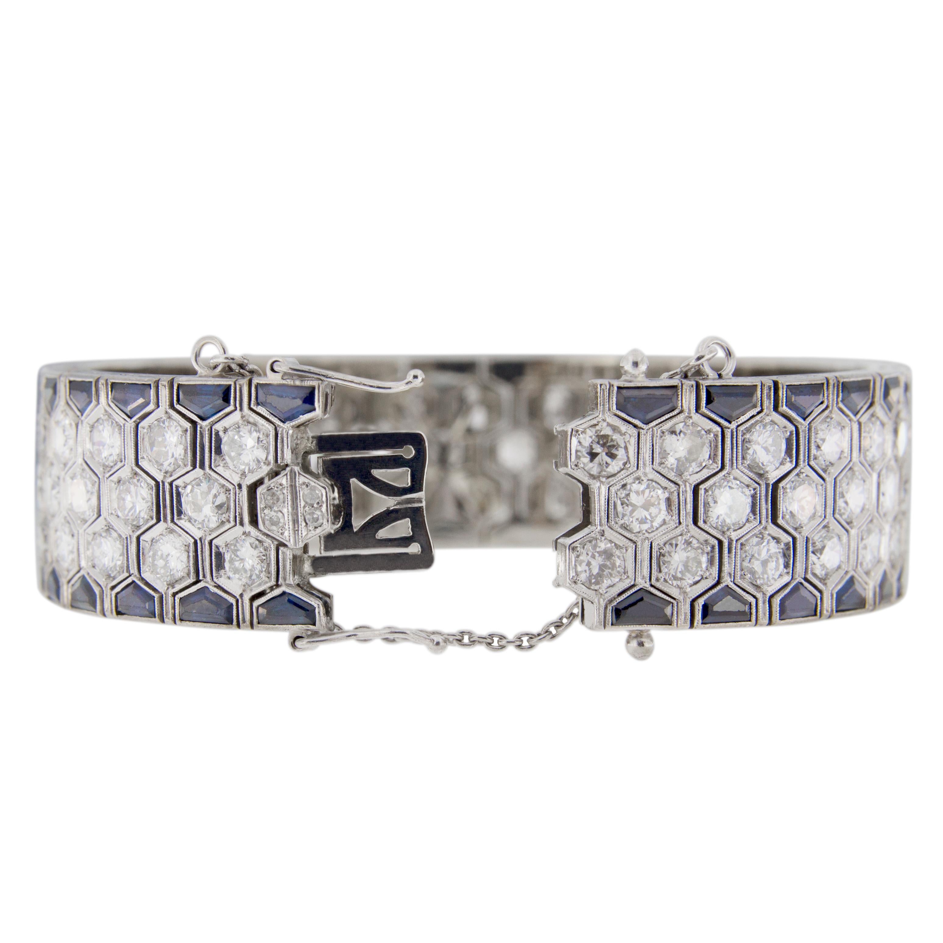 Art Deco Sapphire Diamond Platinum Bracelet 2