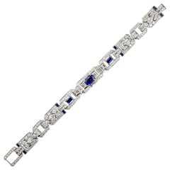 Art Deco Sapphire Diamond Platinum Bracelet