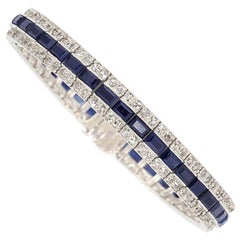 Art Deco Sapphire Diamond Platinum Bracelet