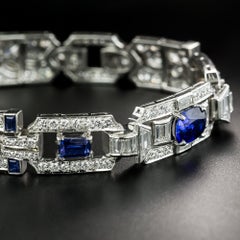 Art Deco Sapphire Diamond Platinum Bracelet
