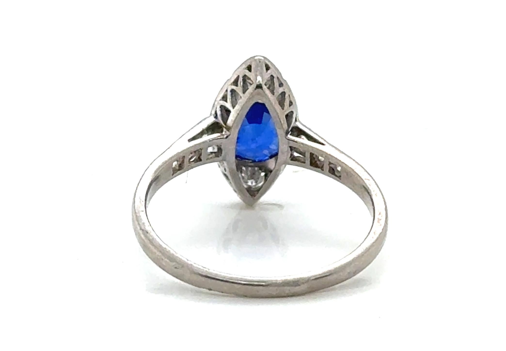 Anello di fidanzamento in platino con zaffiro e diamante Art Deco 1ct Originale 1920s Antiques In condizioni ottime in vendita a Dearborn, MI
