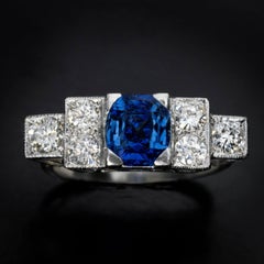 Art Deco Sapphire Diamond Platinum Engagement Ring Ref: 711902