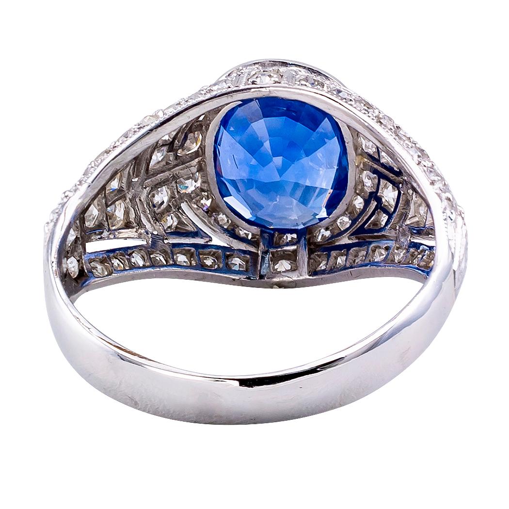 Art Deco Sapphire Diamond Platinum Ring Damen