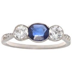 Art Deco Sapphire Diamond Platinum Ring