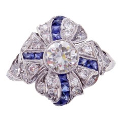 Art Deco Sapphire Diamond Platinum Ring