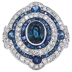 Antique Art Deco 0.80 Carat Sapphire Diamond Platinum Ring