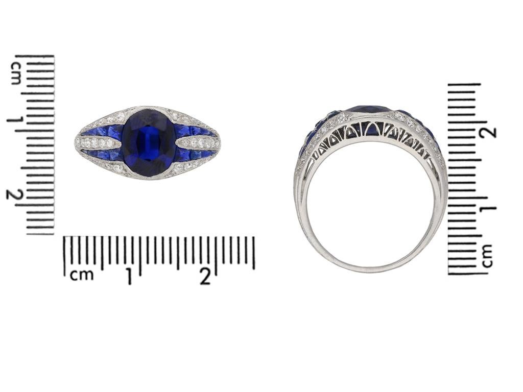 Oval Cut Art Deco Sapphire Diamond Ring For Sale