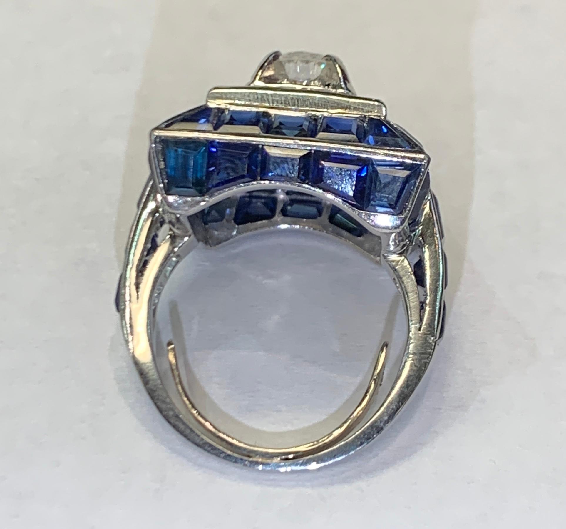 Art Deco Sapphire and Diamond Ring In Excellent Condition In New York, NY