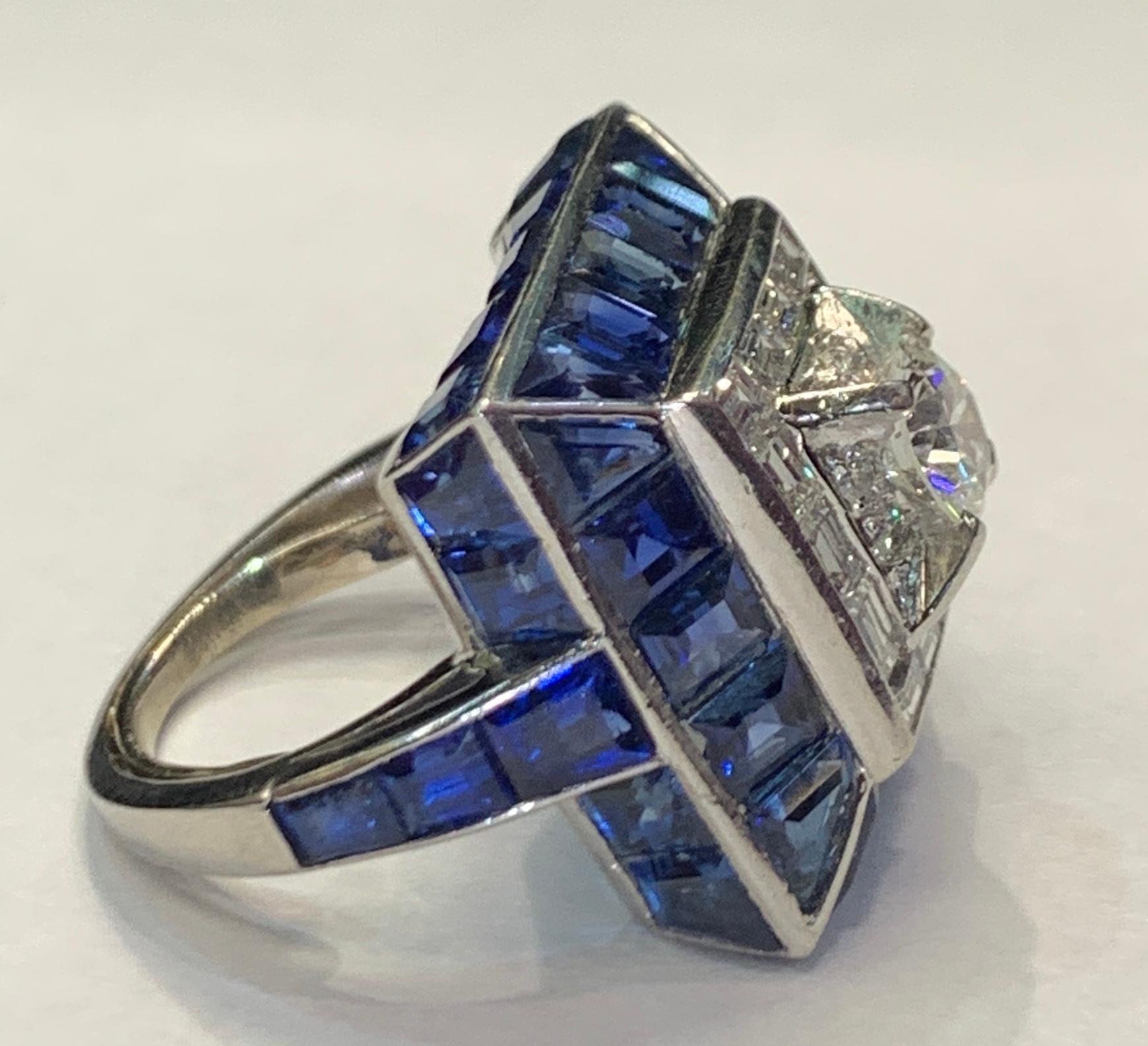 Women's Art Deco Sapphire and Diamond Ring