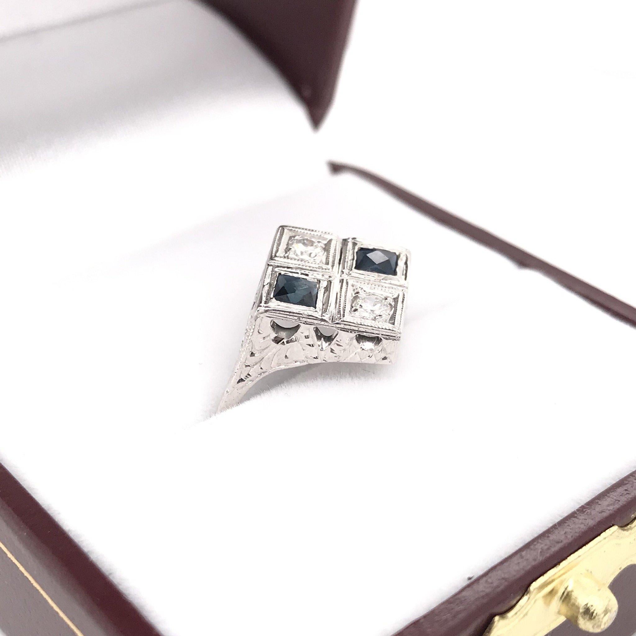 Art Deco Sapphire and Diamond Ring 1
