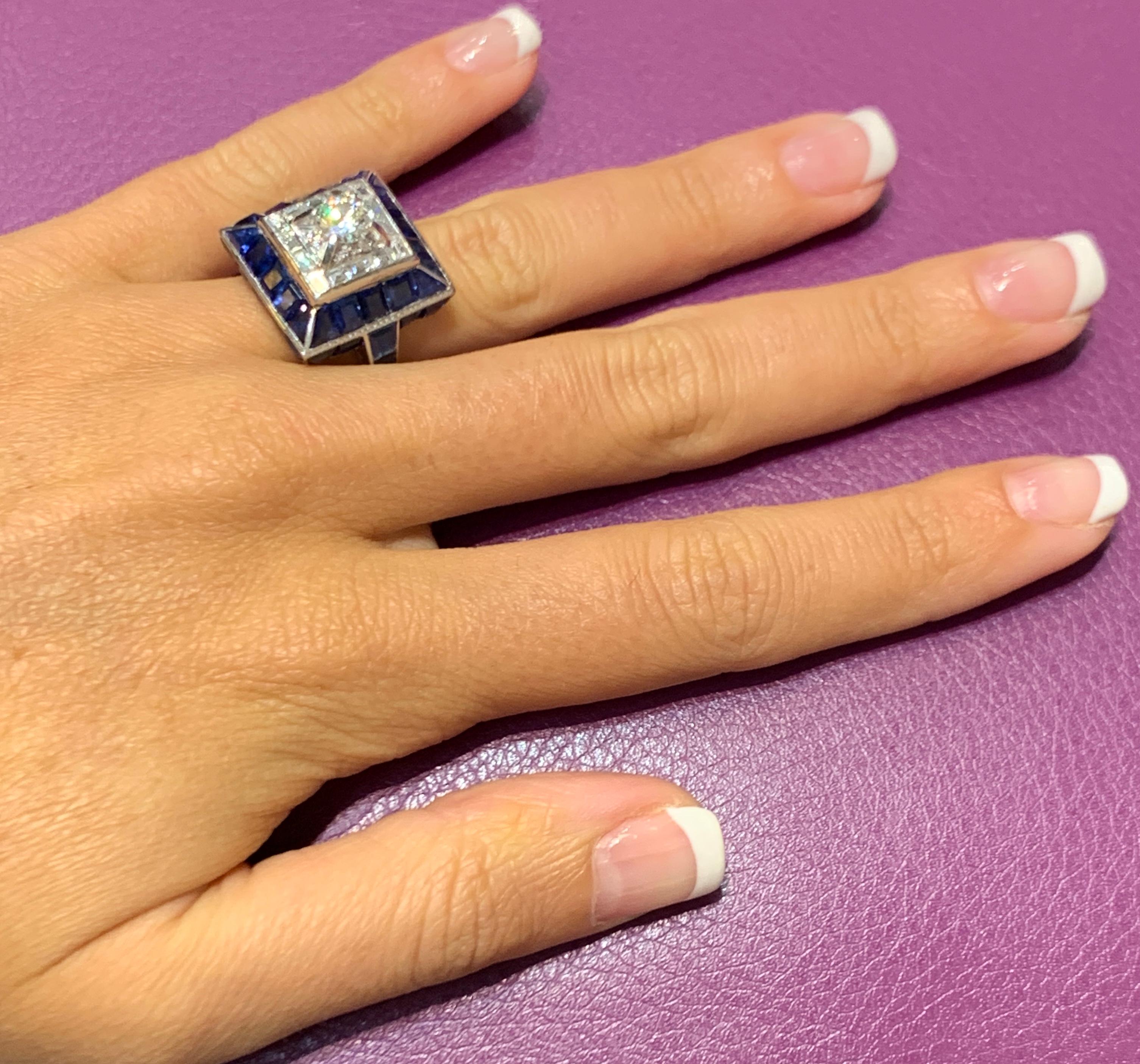 Art Deco Sapphire and Diamond Ring 2