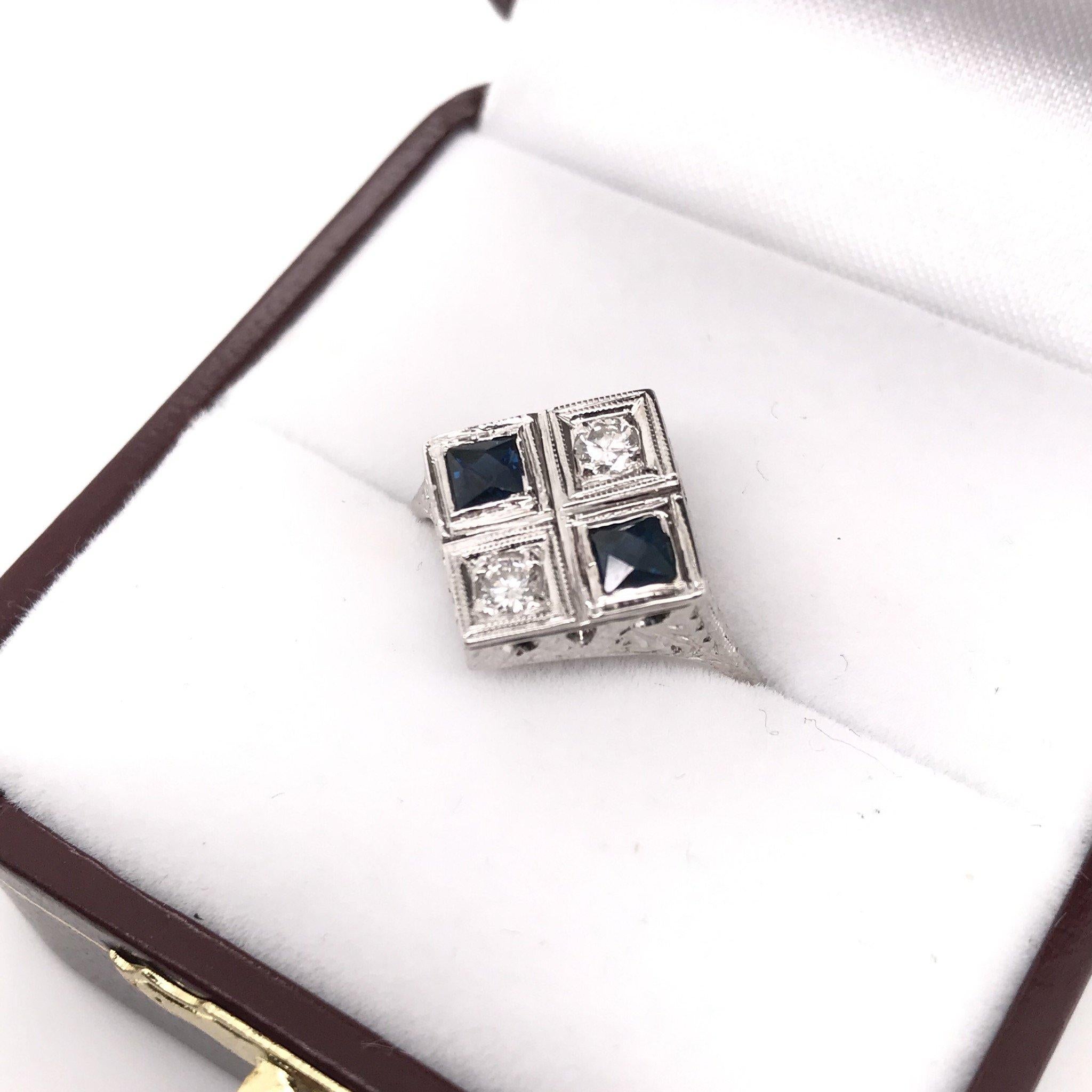 Art Deco Sapphire and Diamond Ring 3