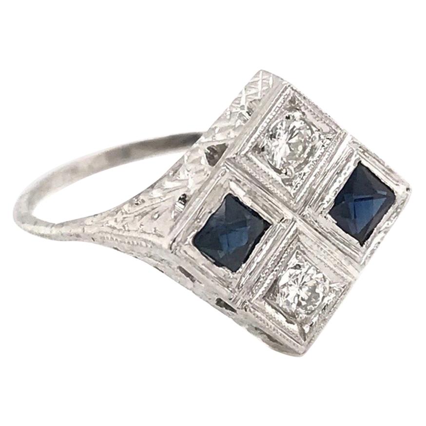 Art Deco Sapphire and Diamond Ring