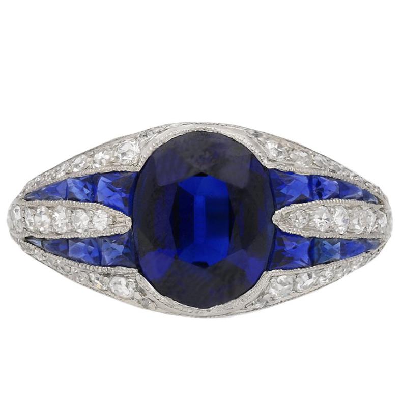 Art Deco Saphir Diamant Ring