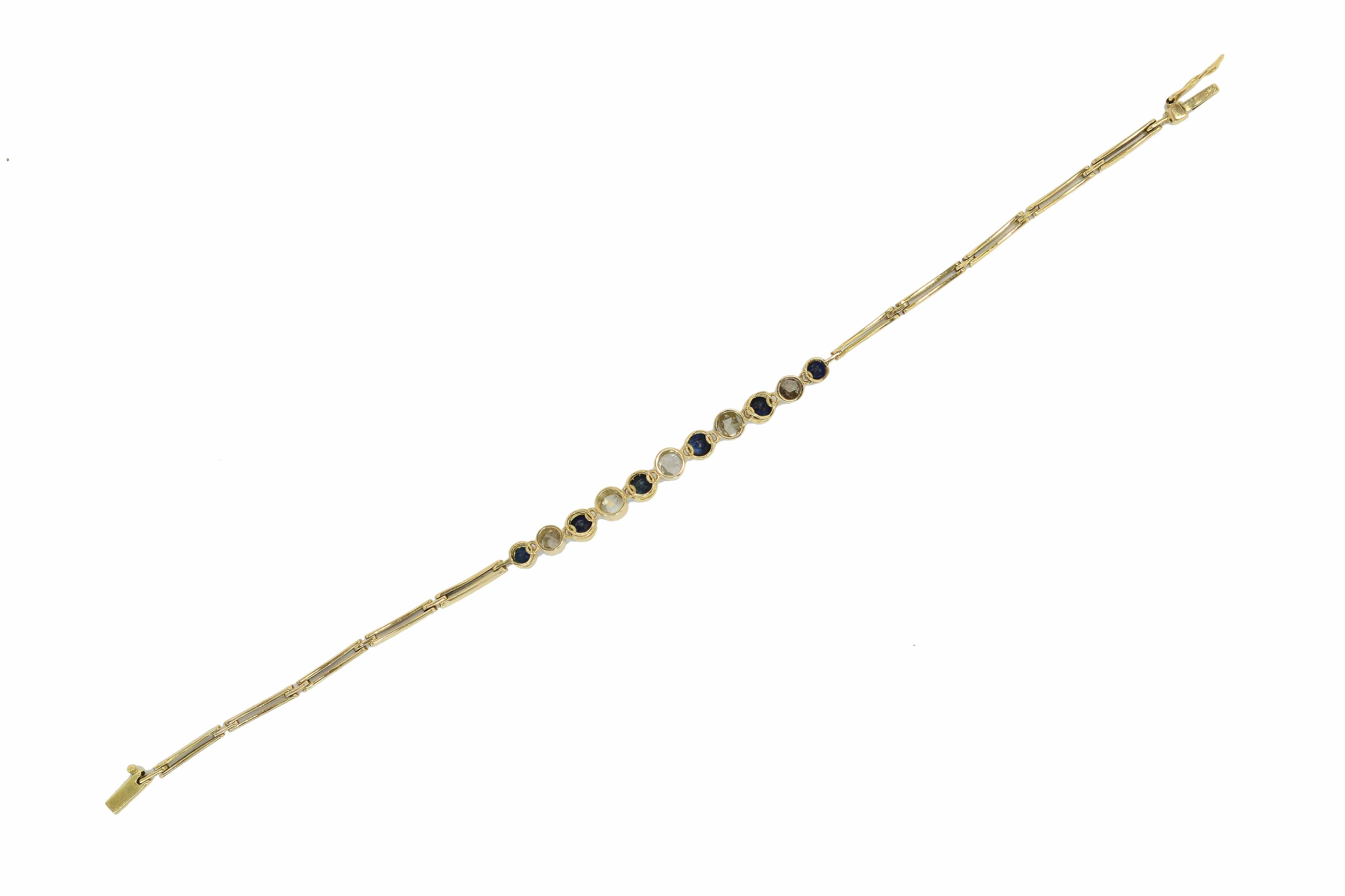 Art Deco Sapphire Diamond Straight Line Bracelet 1