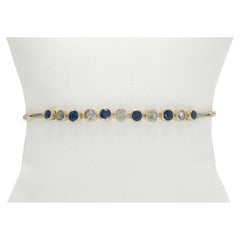 Art Deco Sapphire Diamond Straight Line Bracelet Platinum & 18K Yellow Gold