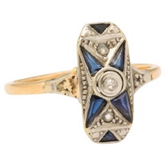 Anello Art Déco Zaffiro Diamante Piccolo