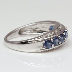 2 Carat Natural Sapphire Diamond Engagement Ring Set in 18K Gold, Cocktail Ring