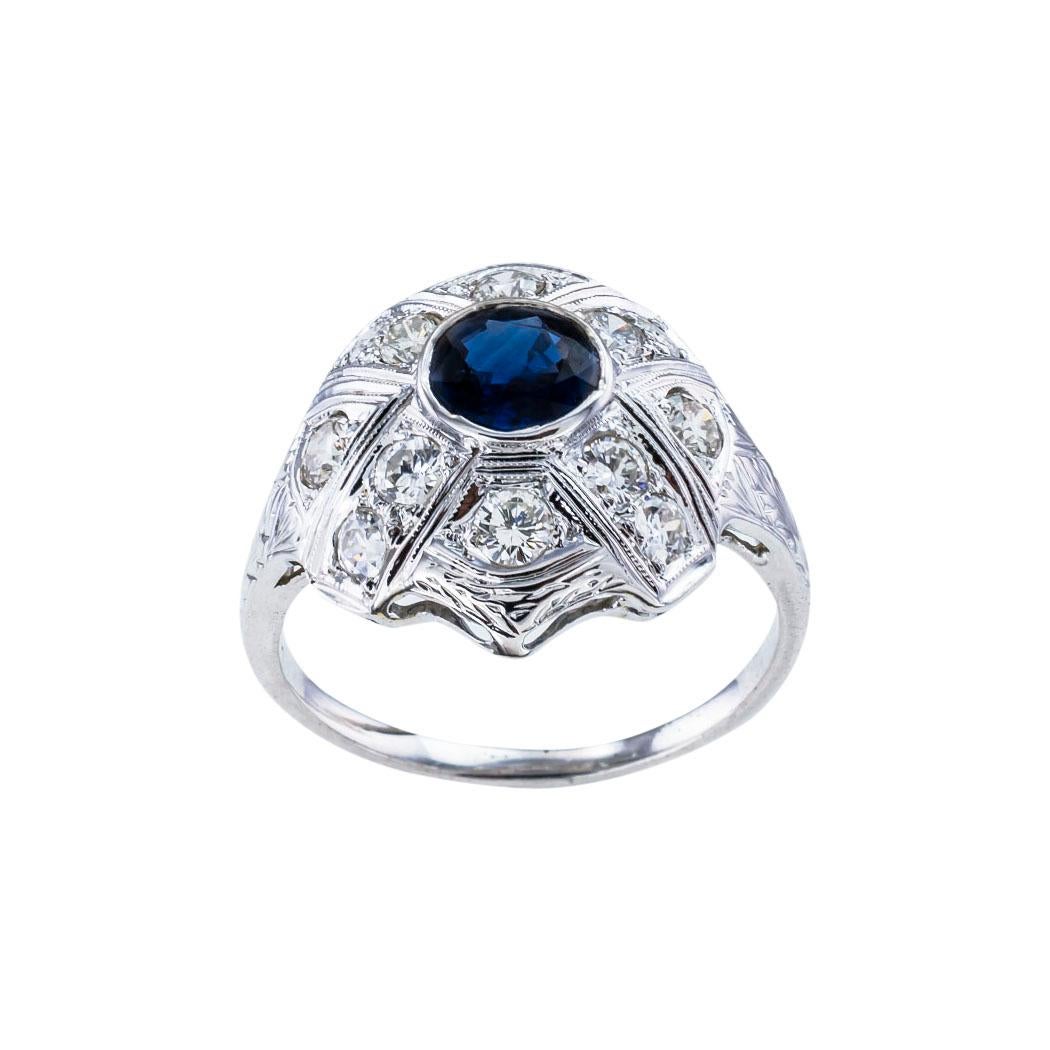 Art Deco sapphire diamond and white gold domed ring circa 1930.  We are here to connect you with beautiful and affordable antique and estate jewelry.

The facts you want to know are listed below.  Read on.  It is remarkably short, simple, and clear.