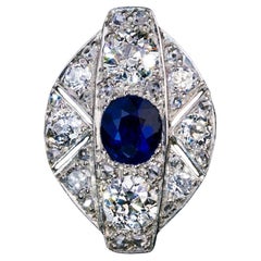 Art Deco Saphir Diamant Weißgold Verlobungsring