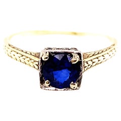 Art Deco Sapphire Engagement Cocktail Ring .65ct 14k Antique 1920's-1930's