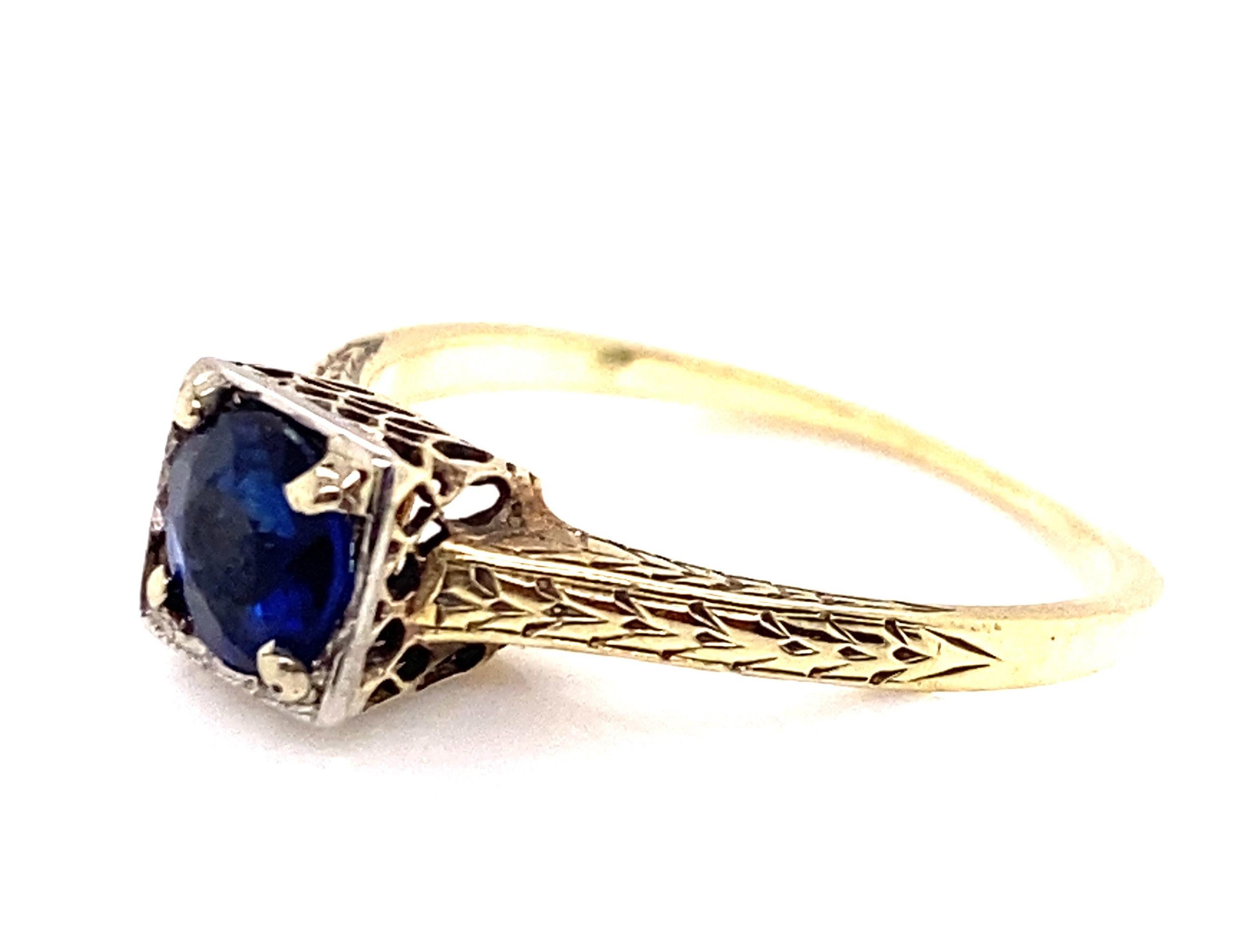 Art Deco Saphir Verlobungs-/Cocktailring .65ct 14k Antiker Original 1920er-193 (Rundschliff) im Angebot