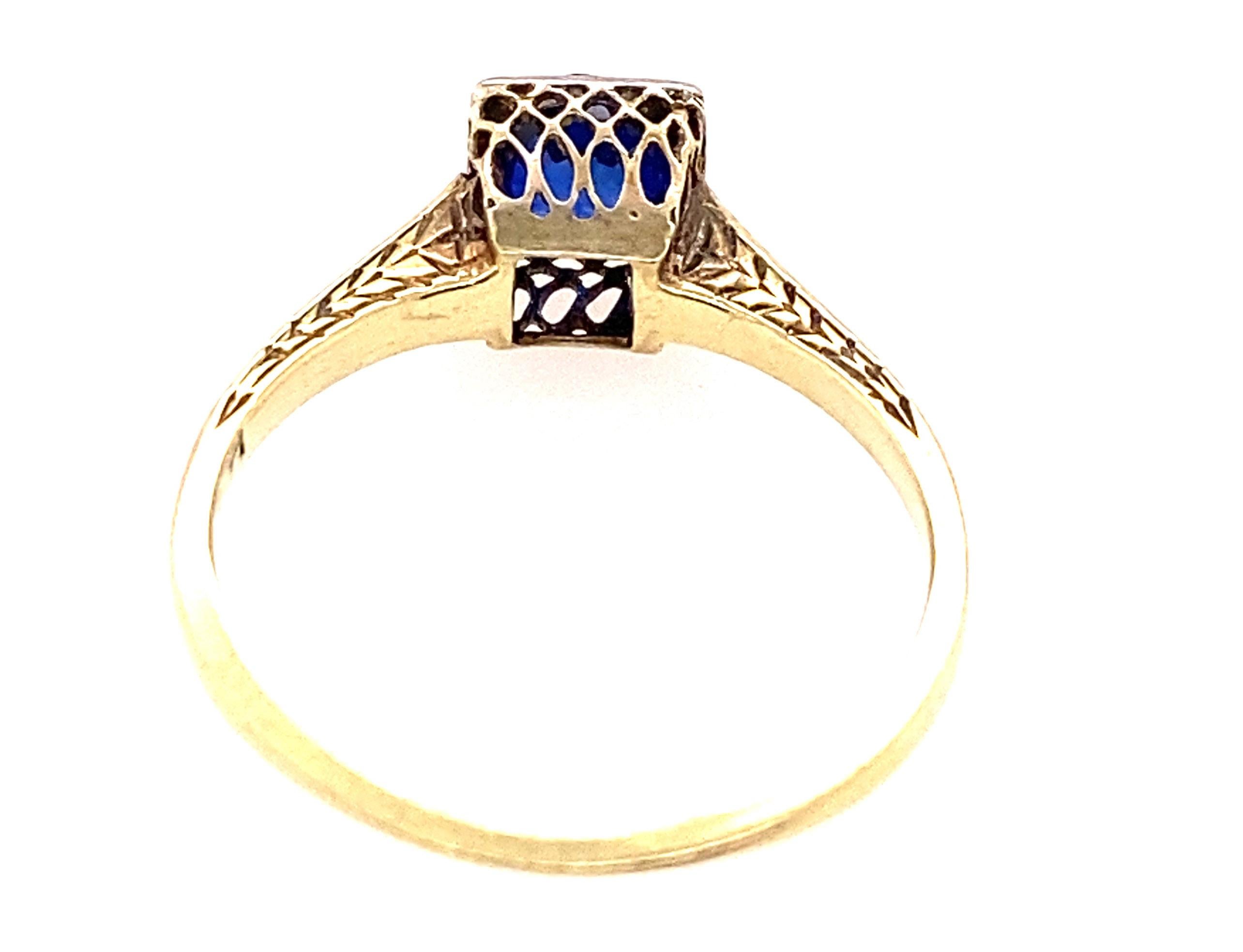 Round Cut Art Deco Sapphire Engagement Cocktail Ring .65ct 14k Antique Original 1920s-193