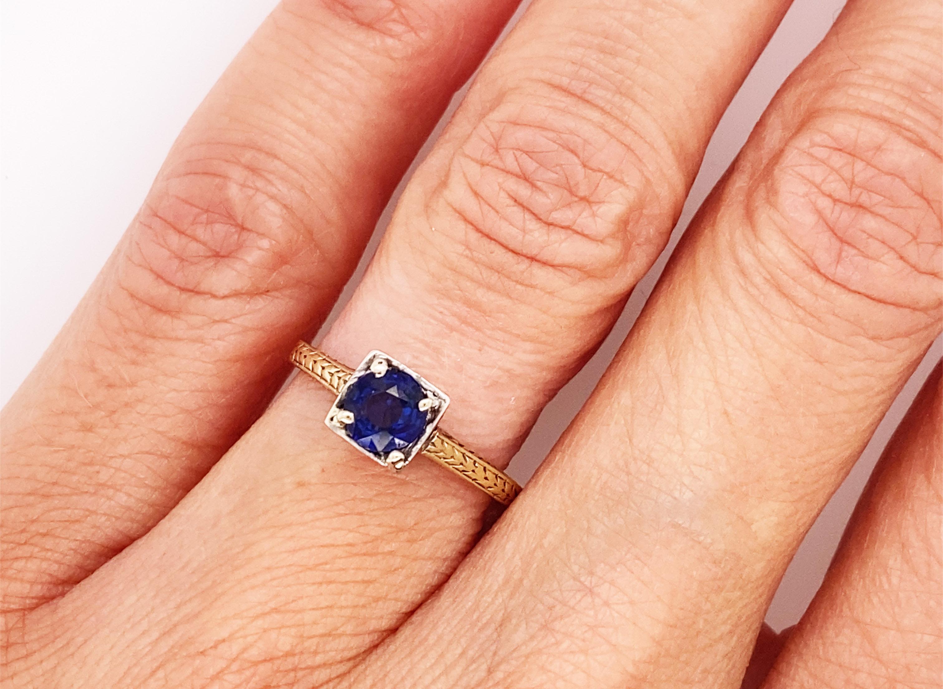 Art Deco Sapphire Engagement Cocktail Ring .65ct 14k Antique Original 1920s-193 In Excellent Condition For Sale In Dearborn, MI