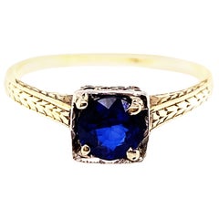 Art Deco Sapphire Engagement Cocktail Ring .65ct 14k Antique Original 1920s-193