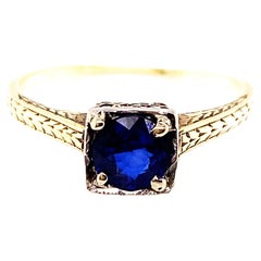 Art Deco Sapphire Engagement Cocktail Ring .65ct 14K Antique Original 1920's-193