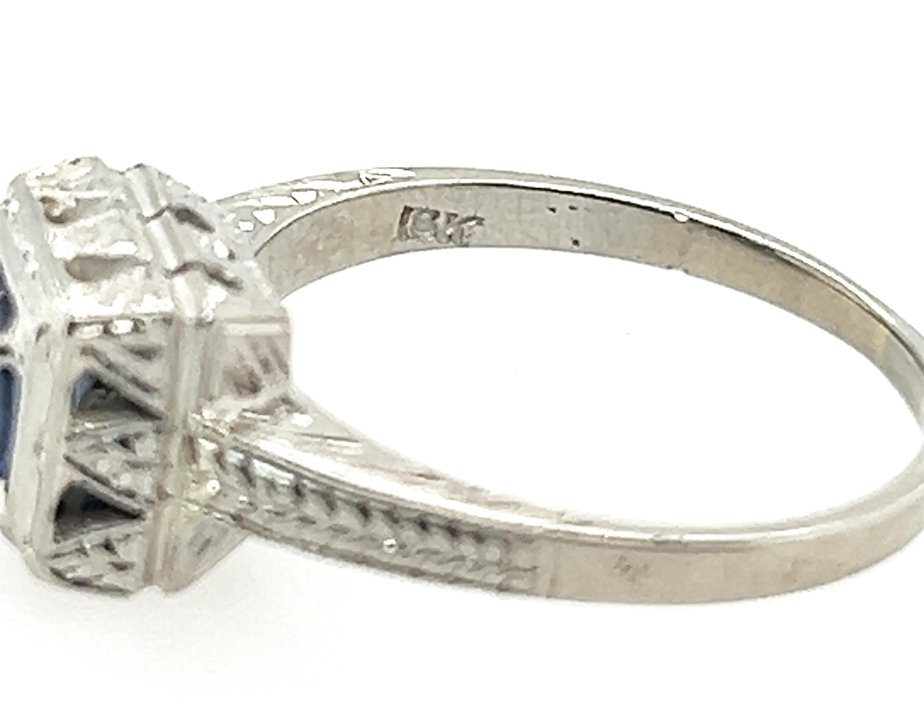 Women's Art Deco Sapphire Engagement Ring .70ct 18K Solitaire Antique Original 1920's For Sale