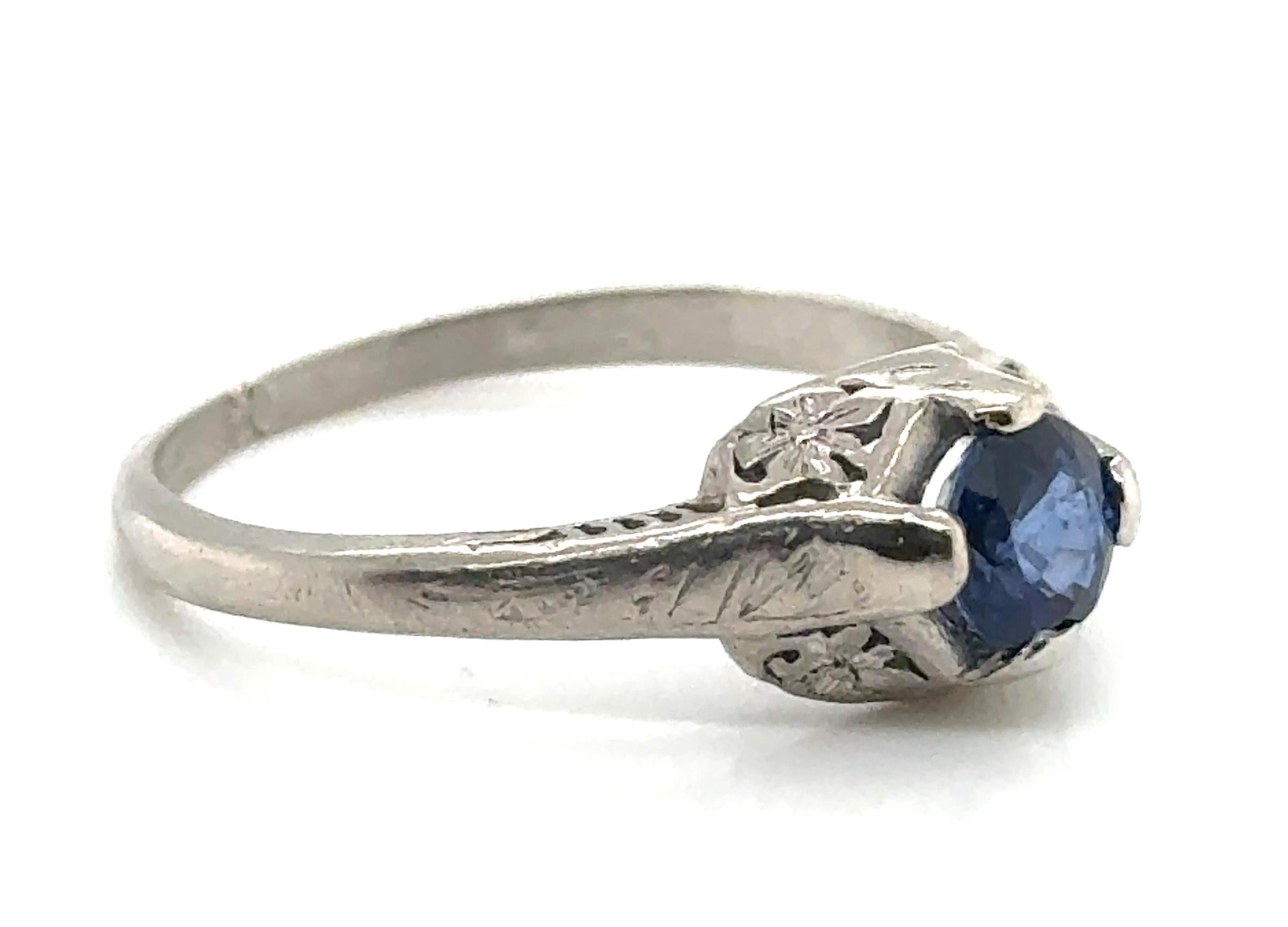 Genuine Original Antique from 1920's Sapphire Ring .70ct Solitaire Platinum Art Deco


Featuring a Gorgeous .70ctGenuine Natural Round Blue Sapphire Center

Artful Engraving with Bold Royal Blue Gemstone  

Hand Engraved 