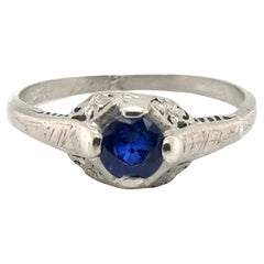 Anello di fidanzamento con zaffiro Art Deco da 0,70 carati Solitario in platino Antico Originale 1920