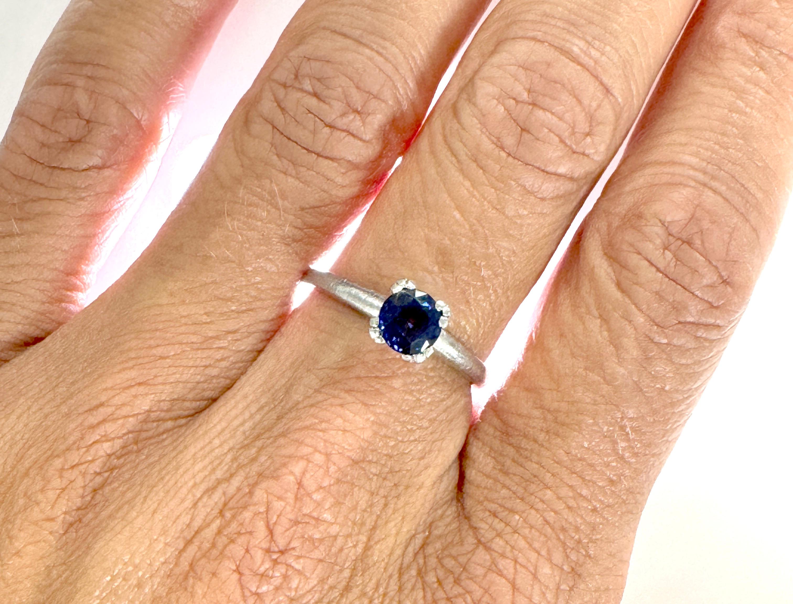 Art Deco Sapphire Engagement Ring Platinum Solitaire 1.00ct Antique Original 193 For Sale 1