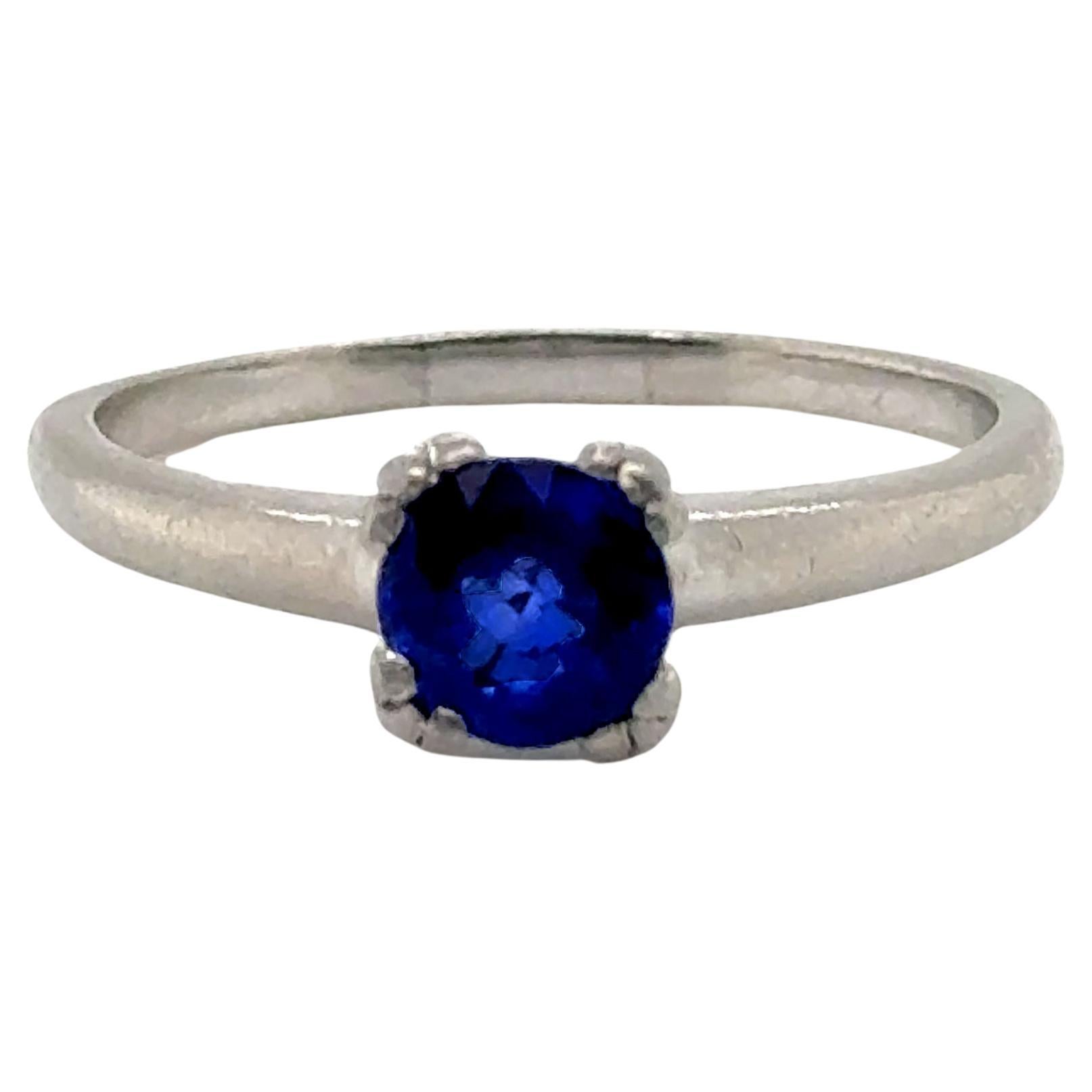 Art Deco Sapphire Engagement Ring Platinum Solitaire 1.00ct Antique Original 193