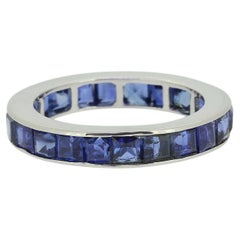 Used Art Deco Sapphire Eternity Ring Size J (49)