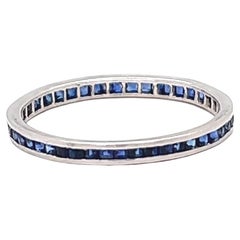 Art Deco Sapphire Platinum Channel Set Band Ring