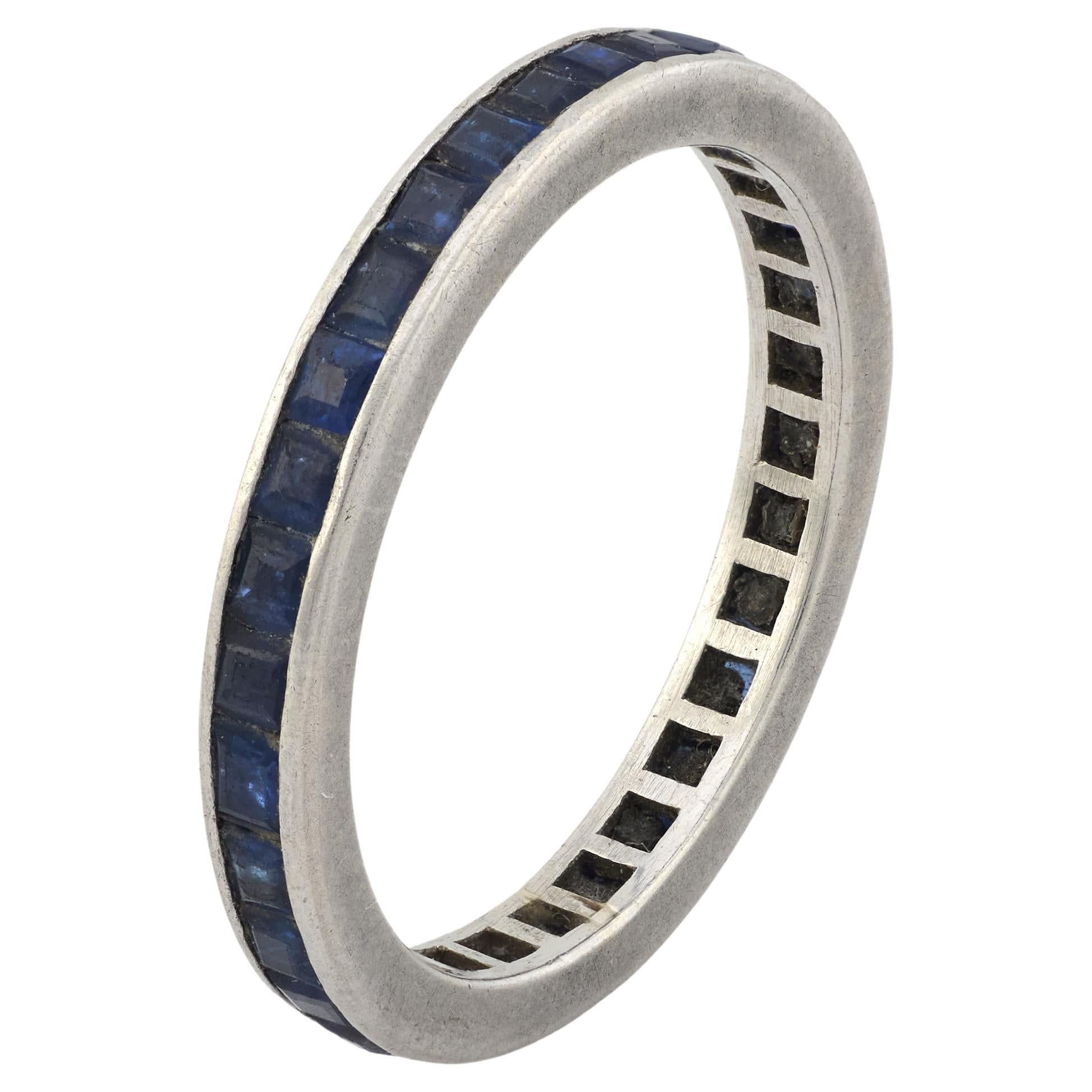 Bracelet d'éternité Art déco en saphir et platine