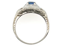 Art Deco Sapphire Ring 1/2ct Round Solitaire Original 1930s Antique 18k