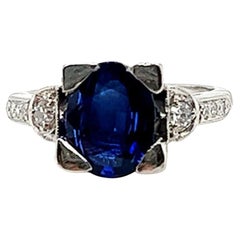 Art Deco Sapphire Ring 1.91ct Single Cut Diamonds Original 1930s Antique Plat
